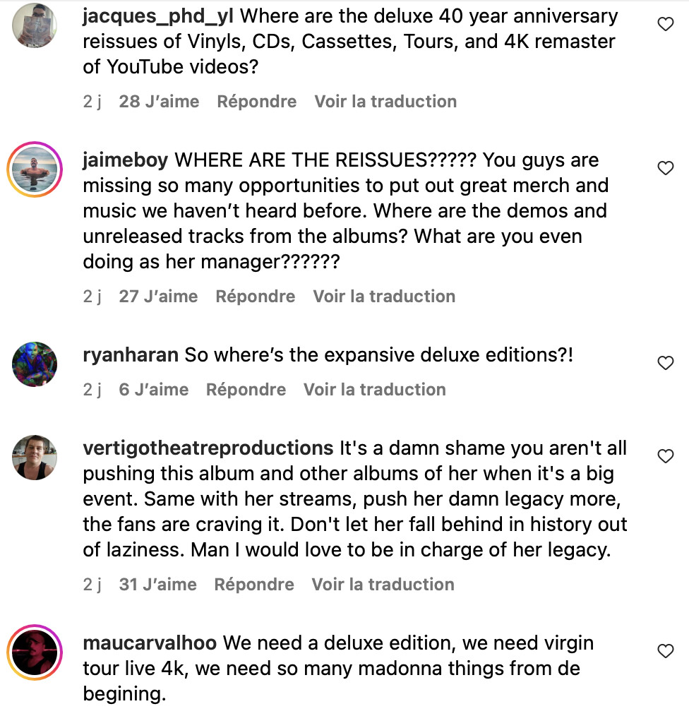 Extrait des commentaires du post Instagram de Guy Oseary