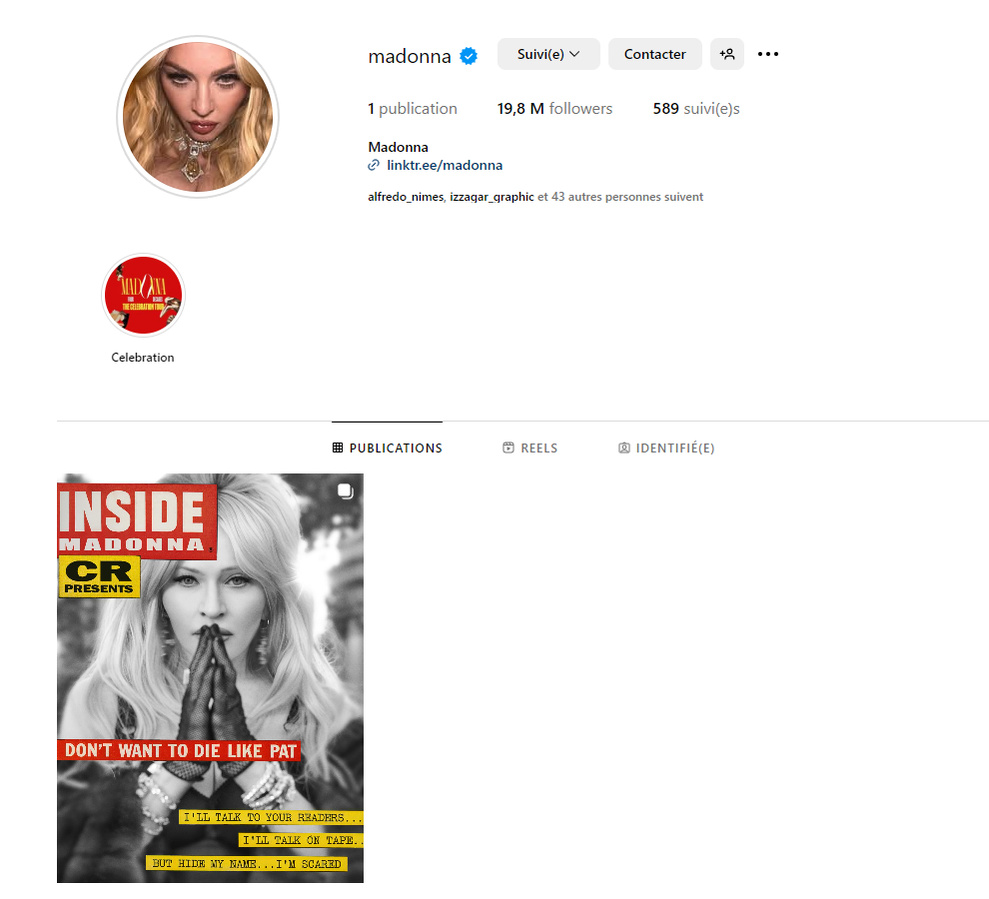 Madonna a vidé son compte Instagram