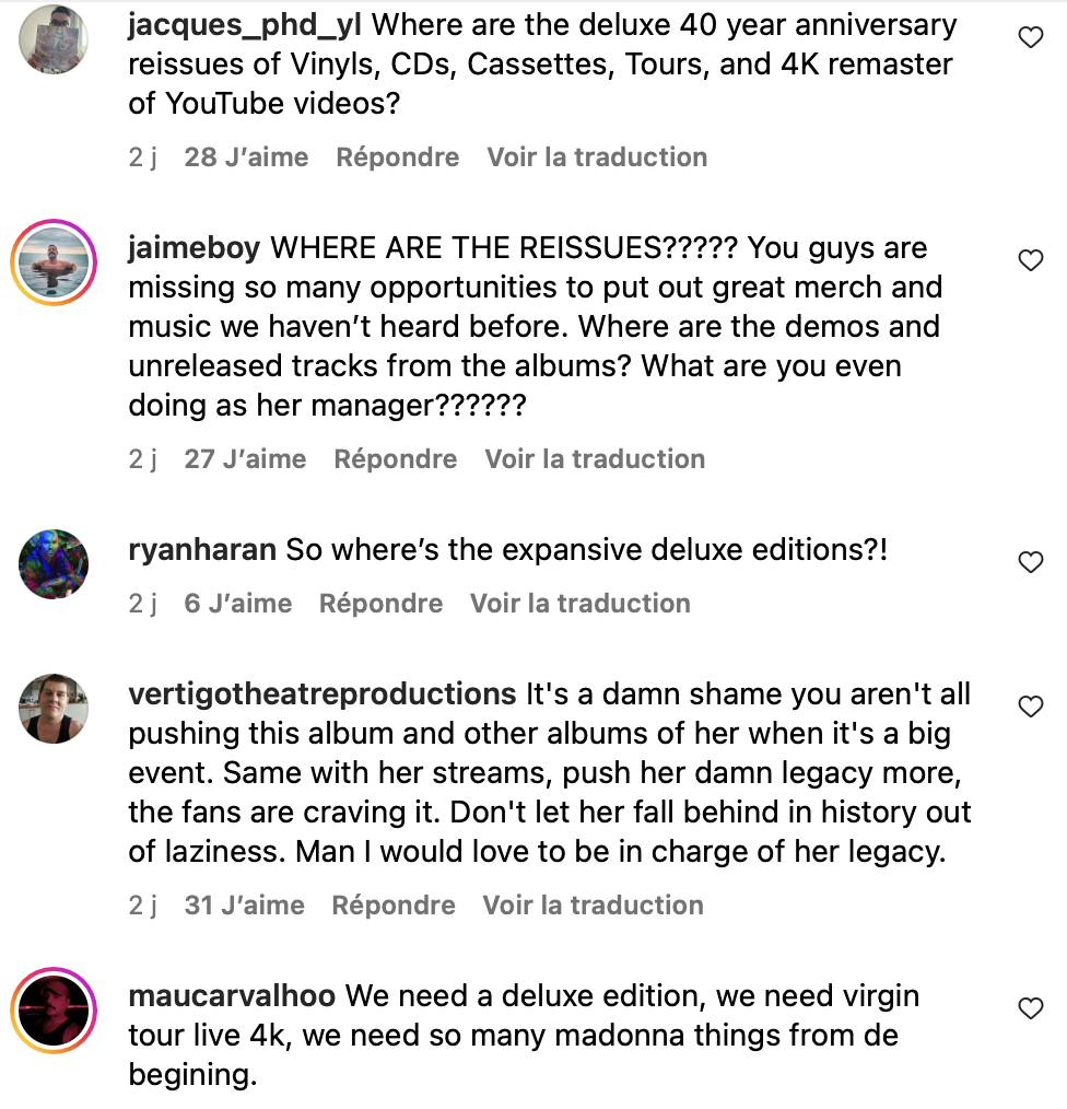 Extrait des commentaires du post Instagram de Guy Oseary